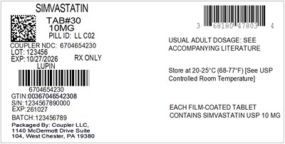 Label (68180 478 03 Simvastatin 10mg 67046 542 30)